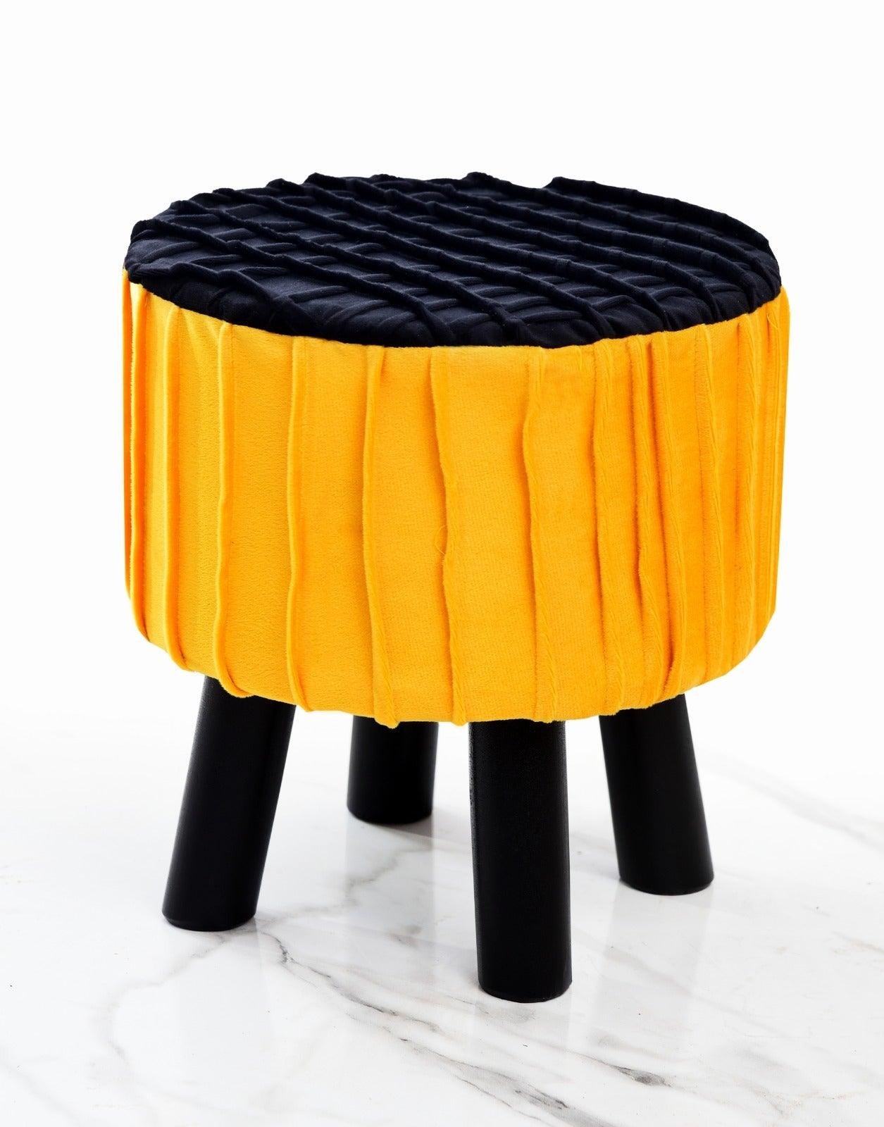 Wooden Pleated Round Stool