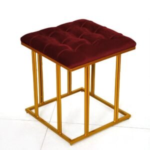 Luxury Velvet Square Stool With Steel Stand -500