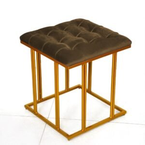 Luxury Velvet Square Stool With Steel Stand -502